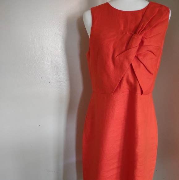 J. Crew Dresses & Skirts - J Crew Red Linen Sleeveless Business Casual Sheath Dress Size 10Tall